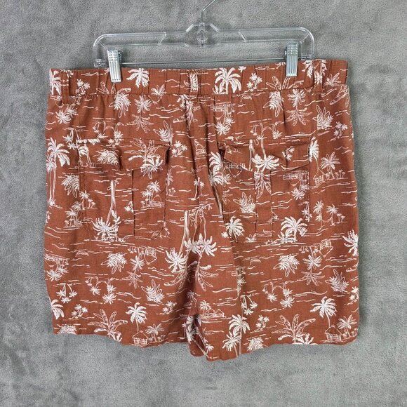 Womens Ana Rust Brown Shorts Palm Tree Print Linen Rayon Blend 6" Inseam XXL - Picture 5 of 9